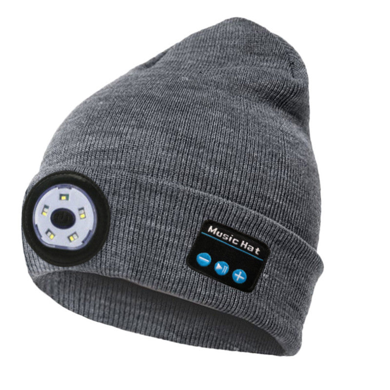 Bluetooth Beanie Hat with LED Headlight
