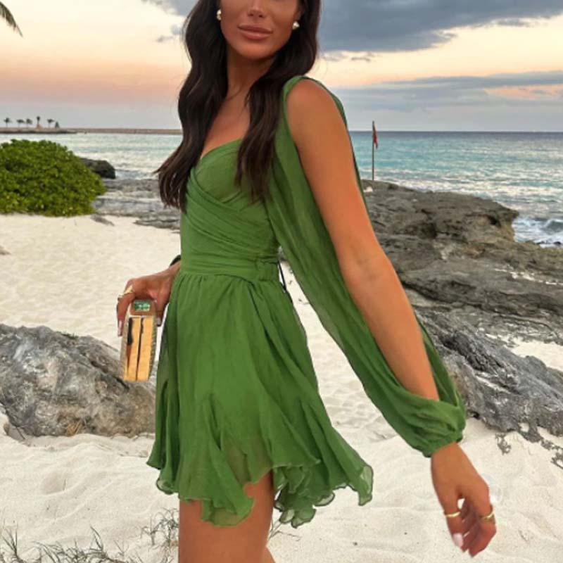 Deep V Neck Short Dress