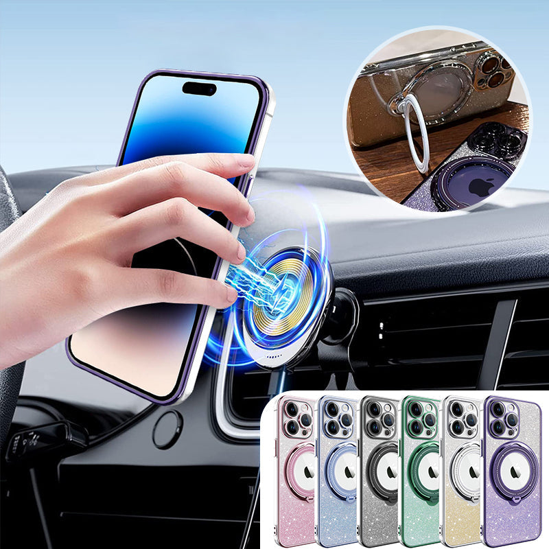 Magnetic Glitter Case with Invisible Stand for iPhone