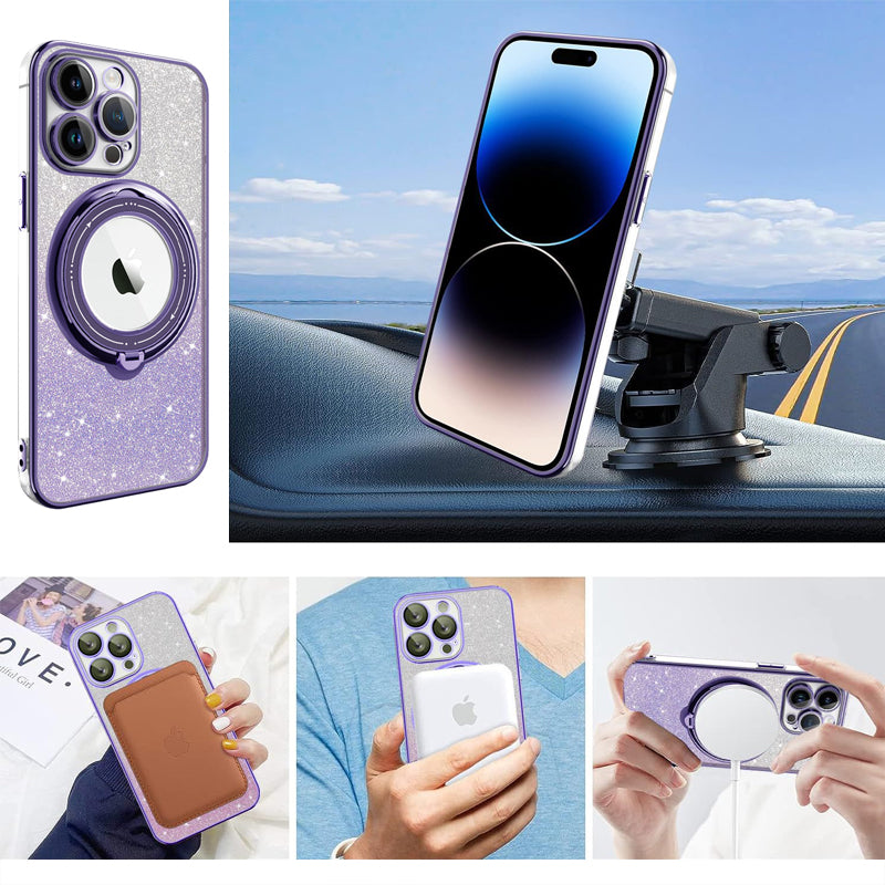 Magnetic Glitter Case with Invisible Stand for iPhone