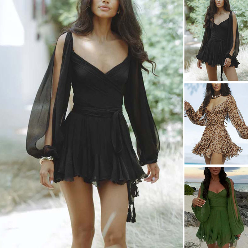 Deep V Neck Short Dress