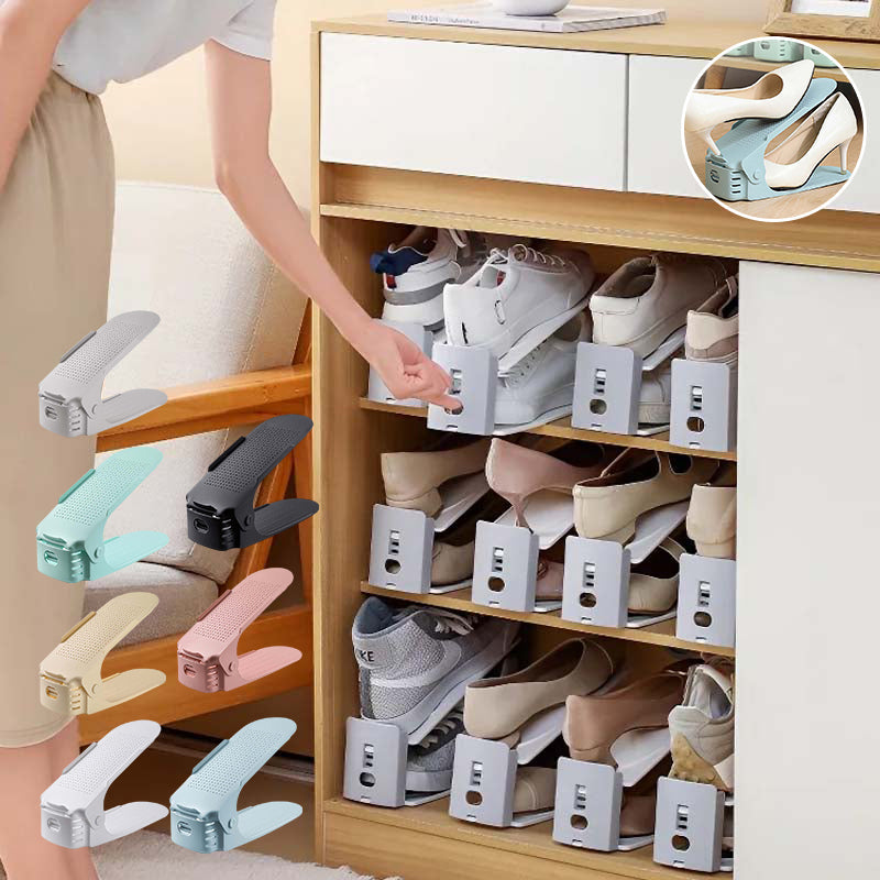 Adjustable double-layer shoe storage rack