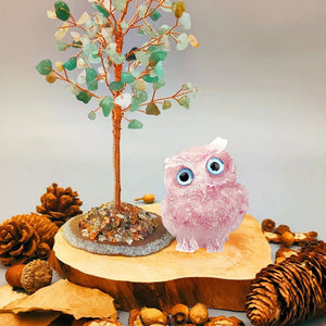 Natural Crystal Gravel Epoxy Owl Ornament