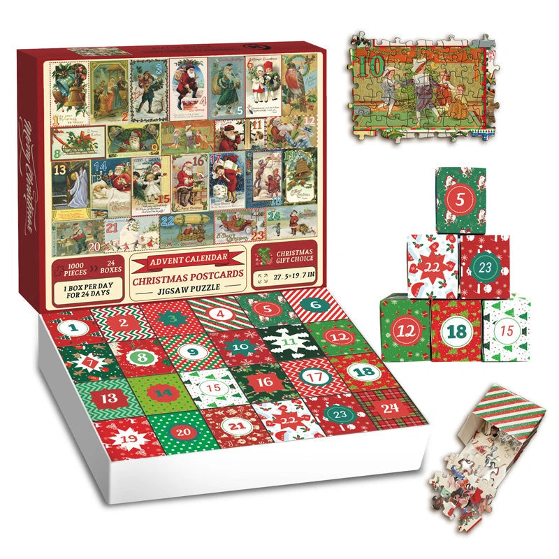 Christmas Postcards Advent Calendar Jigsaw Puzzle 1000 Pieces