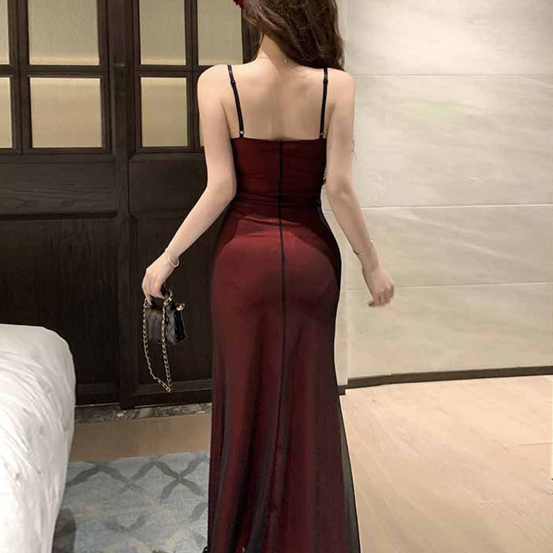 Square Neck Fashion Sexy Suspender Lift Dress