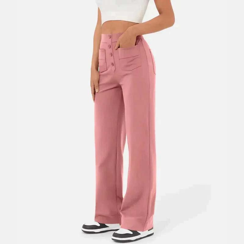 Multiple Pockets Straight Leg Casual Pants
