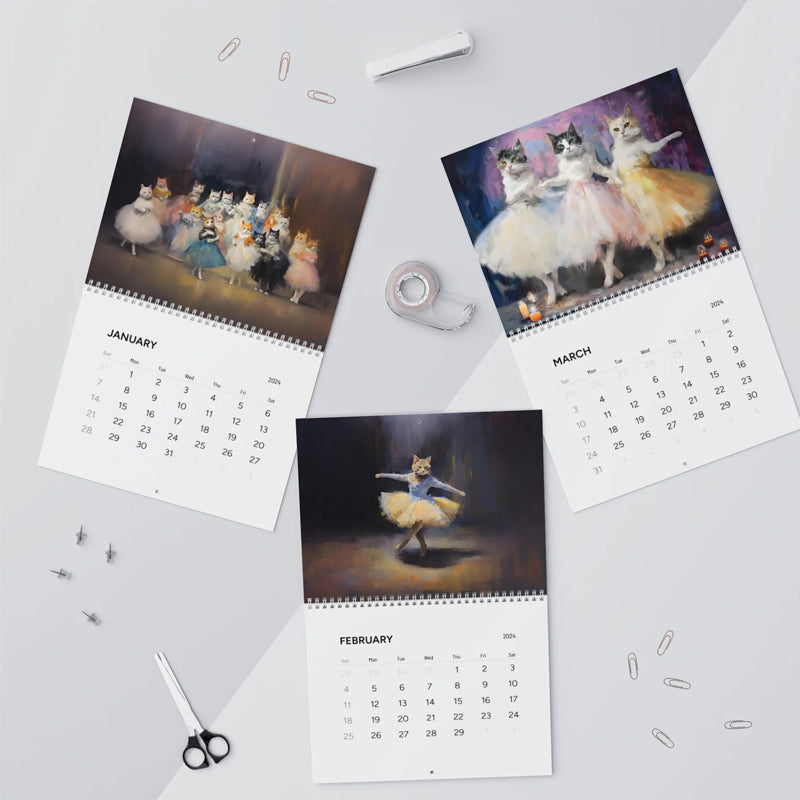 2024 Elegant Ballet Cat Calendar