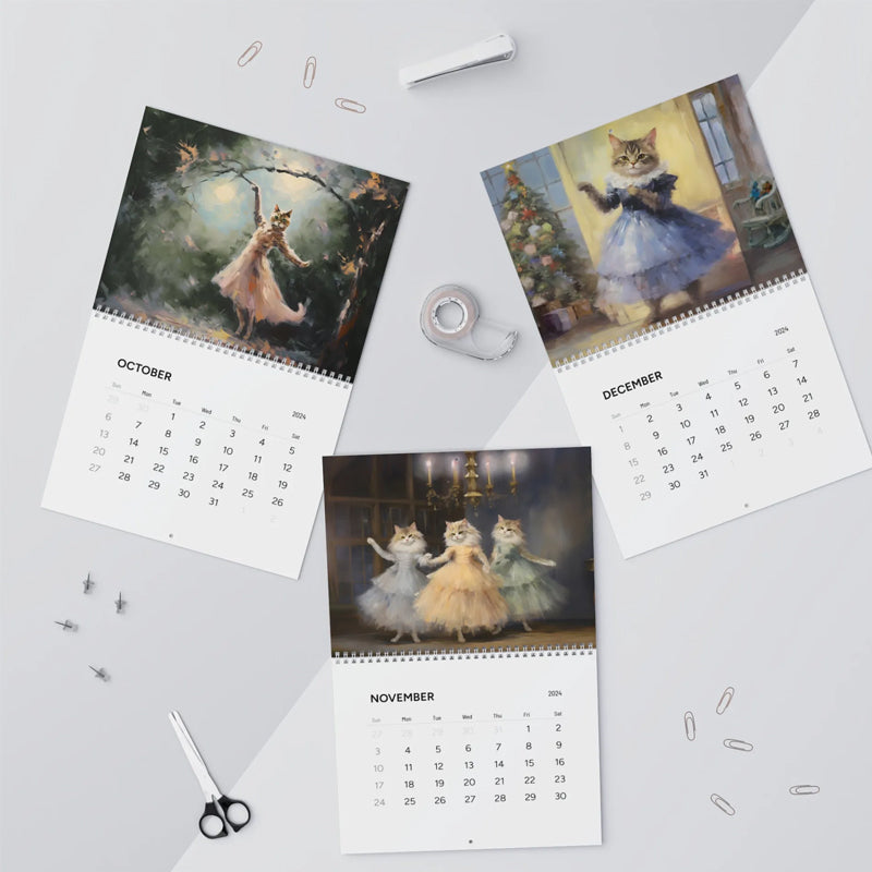 2024 Elegant Ballet Cat Calendar