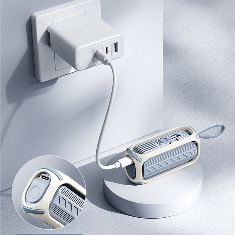 Fast charging rotating power bank with built-in cable