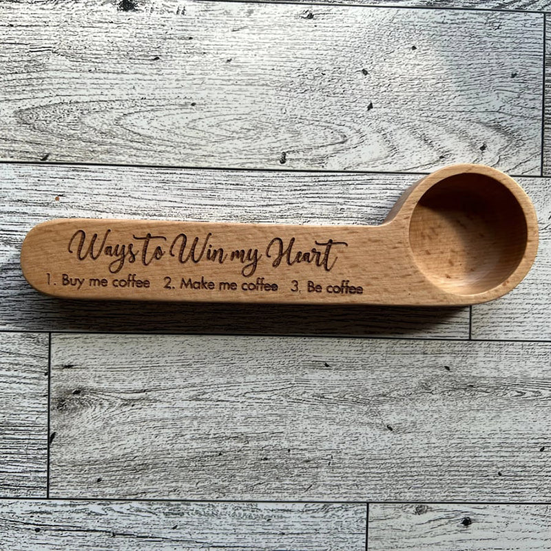 Engraved Coffee Scoop and Bag Clip
