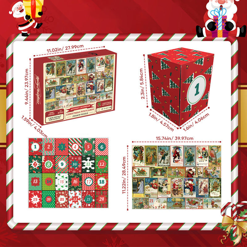 Christmas Postcards Advent Calendar Jigsaw Puzzle 1000 Pieces