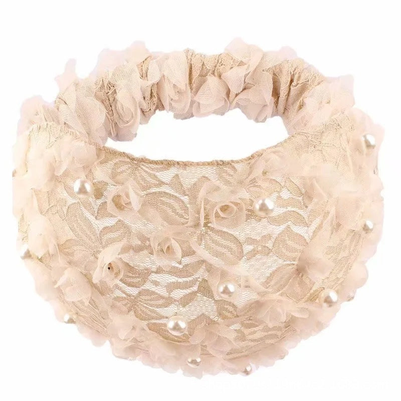 Women's Knitted Pearl Bandana Elastic Headband