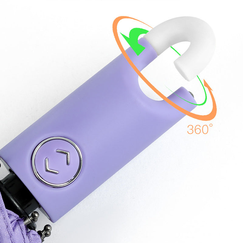 Three-fold self opening and retracting umbrella with buckle