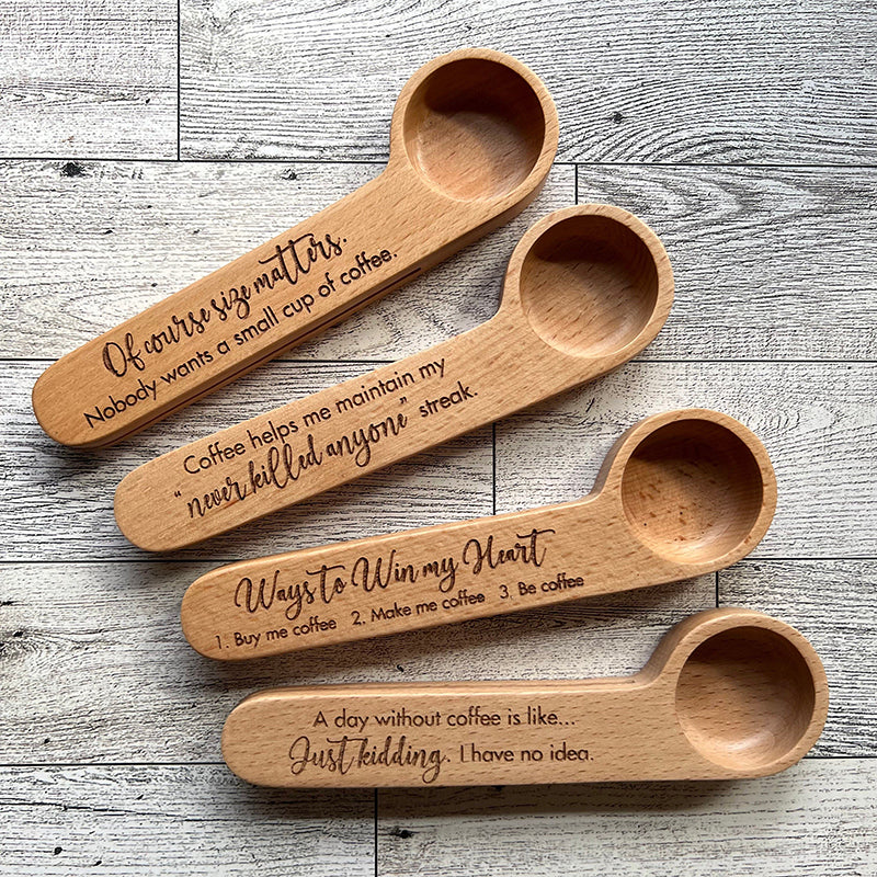 Engraved Coffee Scoop and Bag Clip