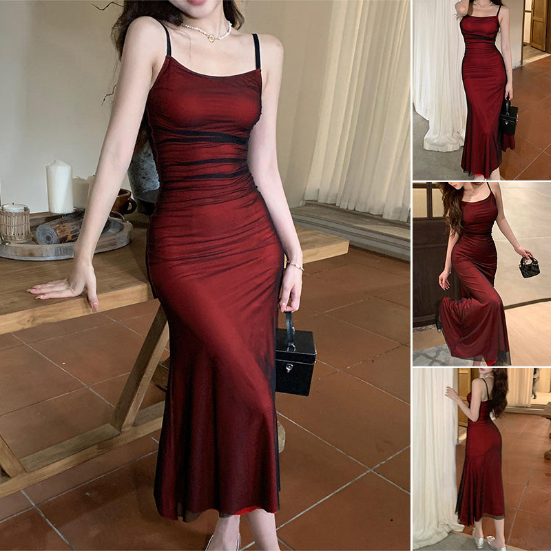 Square Neck Fashion Sexy Suspender Lift Dress
