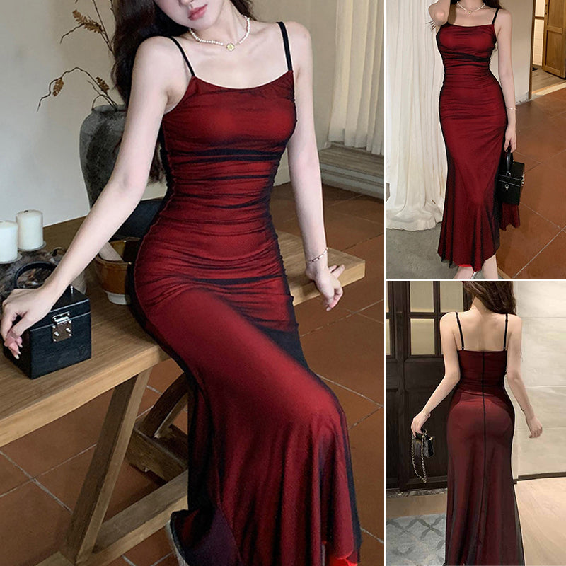 Square Neck Fashion Sexy Suspender Lift Dress