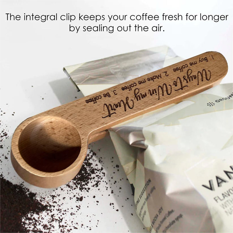 Engraved Coffee Scoop and Bag Clip