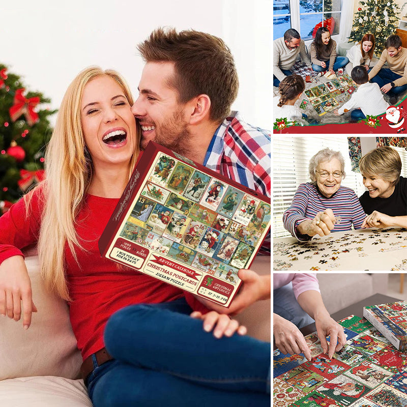 Christmas Postcards Advent Calendar Jigsaw Puzzle 1000 Pieces