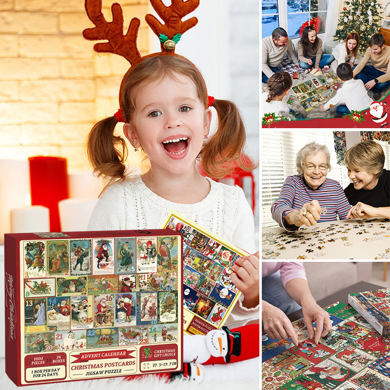 Christmas Postcards Advent Calendar Jigsaw Puzzle 1000 Pieces